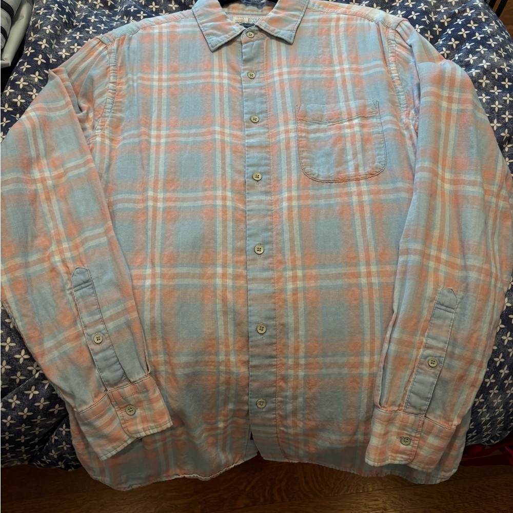 Faherty Men's Plaid Shirt - Blue and Pink